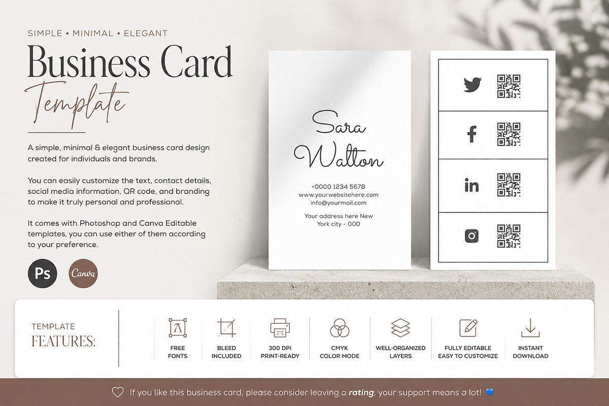 Minimal Vertical Business Card, a Business Card Template by Saman Osama (Photo 5 of 6)