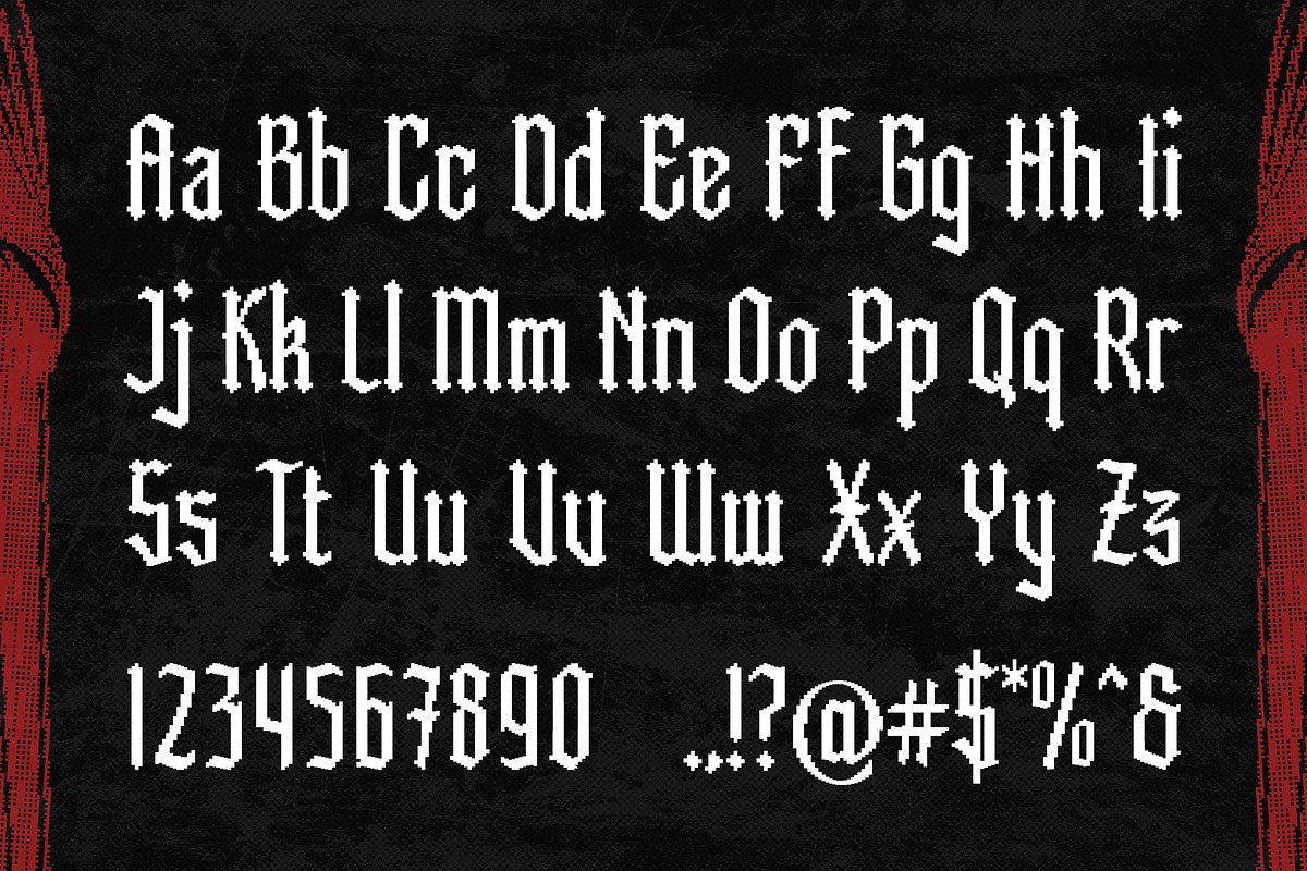 Gameback - Pixelate Blackletter Font, a Blackletter Font by Typia Nesia (Photo 2 of 12)