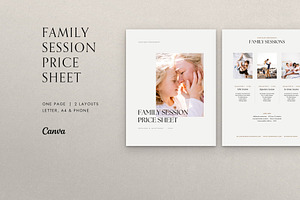 Family Session Price Sheet