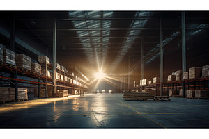 energy warehouse lights ai generated, an Industrial Photo by pikepicture