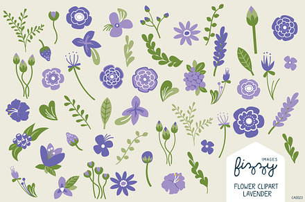 Lavender Floral Illustrated Clipart
