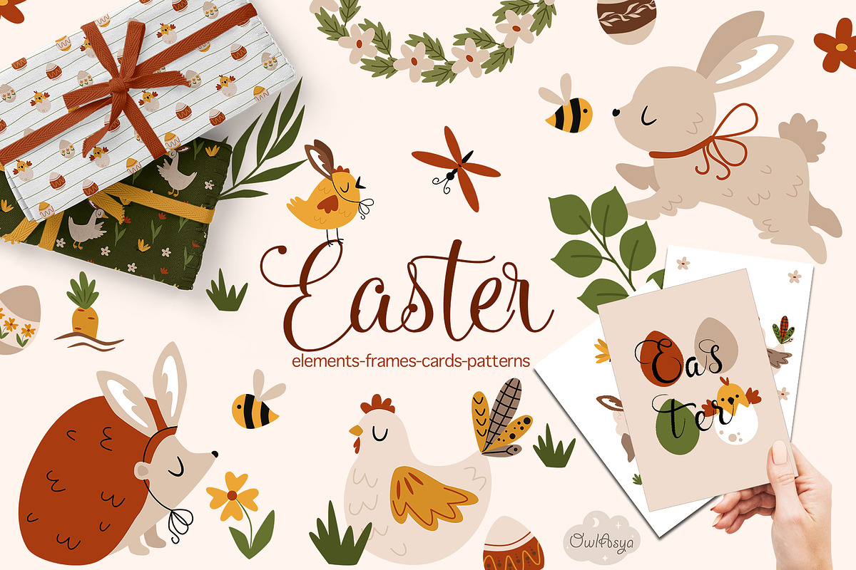 Happy Easter. Spring collection, an Animal Illustration by owlasya (Photo 1 of 12)