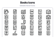 100 Books Line Vector Icons, an Outline Icon by Juicy Icons (Thumbnail 5 of 6)