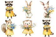 Spring Woodland Animal with Bouquet, an Illustration by CitraGraphics (Thumbnail 4 of 5)