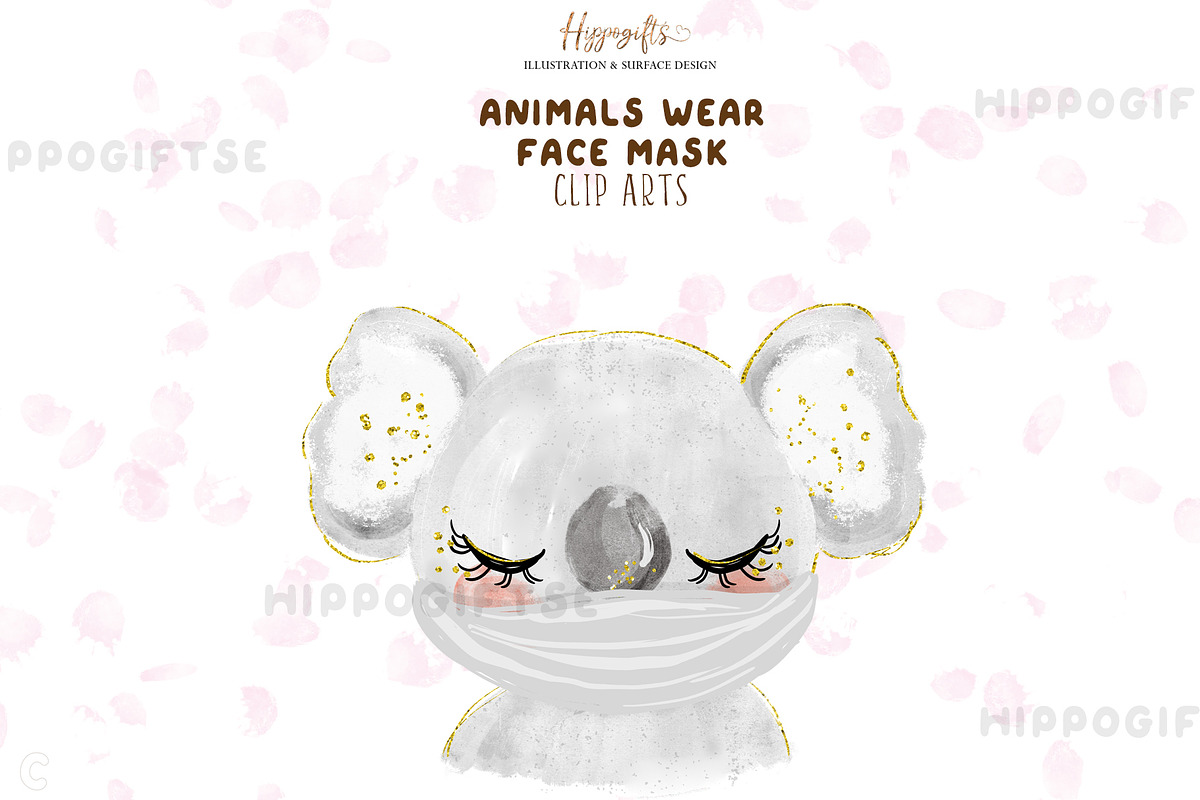 Animals wear mask cliparts, an Animal Illustration by TheHappyGiftArt (Photo 6 of 6)