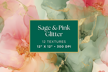 Sage & Pink Glitter Textures