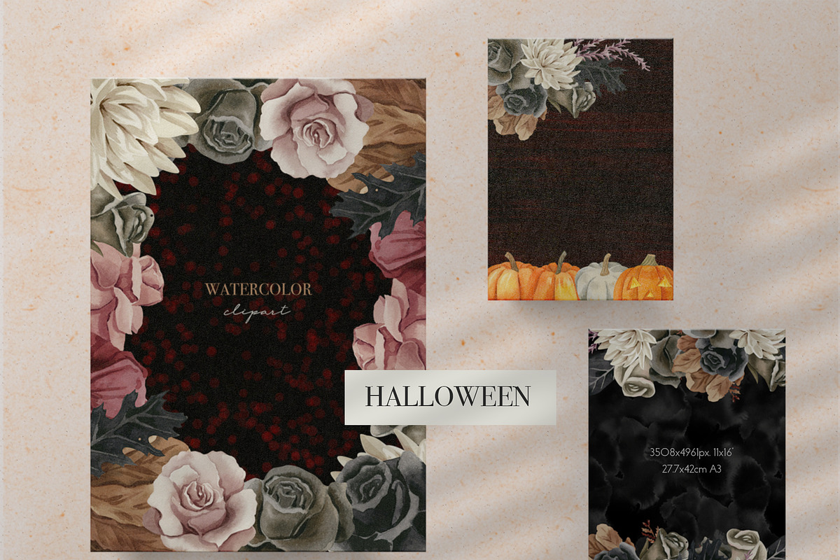 Halloween Horror Clipart, a Decorative Illustration by Julia M. Watercolor (Photo 5 of 9)
