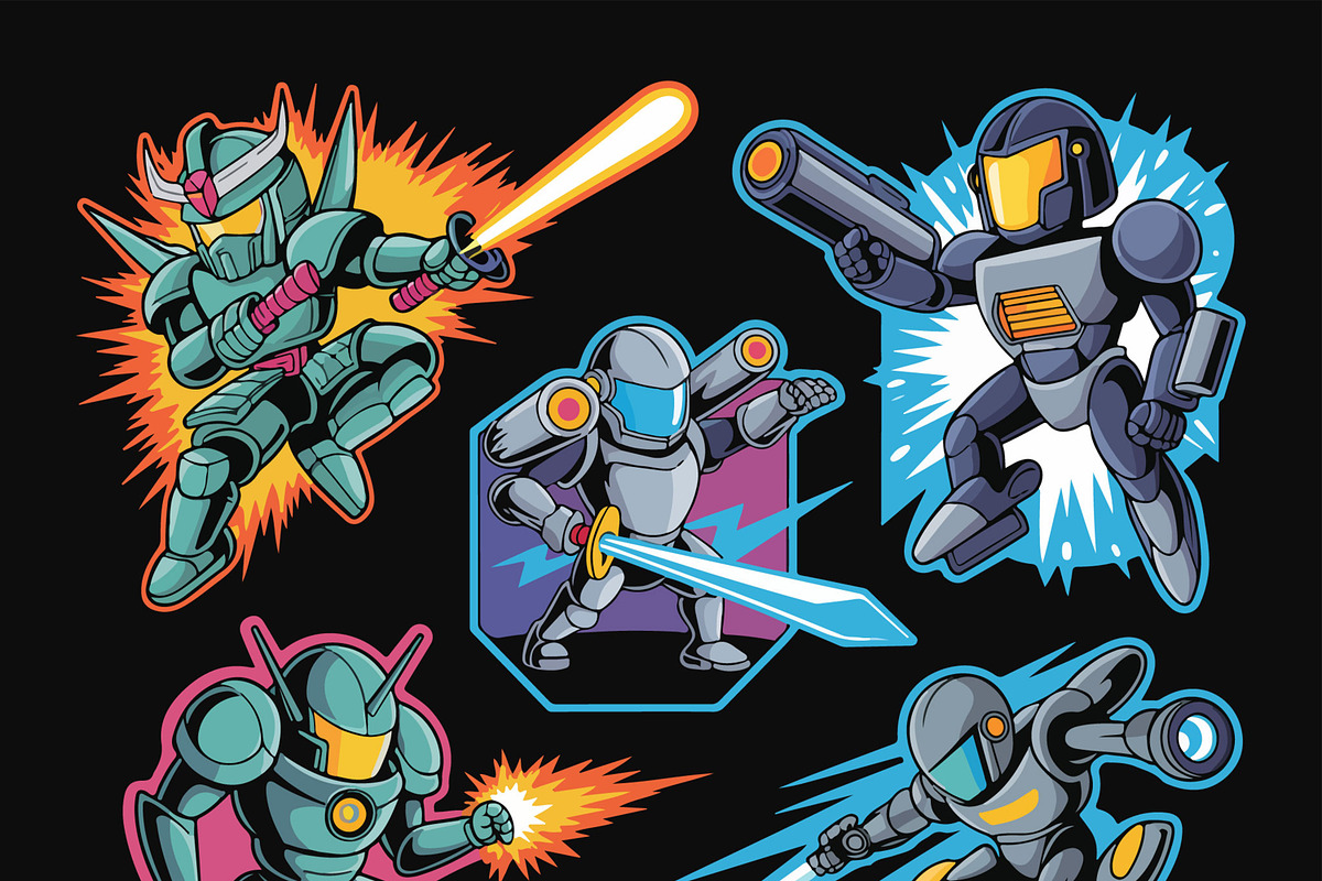 Robot Warrior Sticker Design, an UI Kit Template by MightyDesign (Photo 2 of 6)