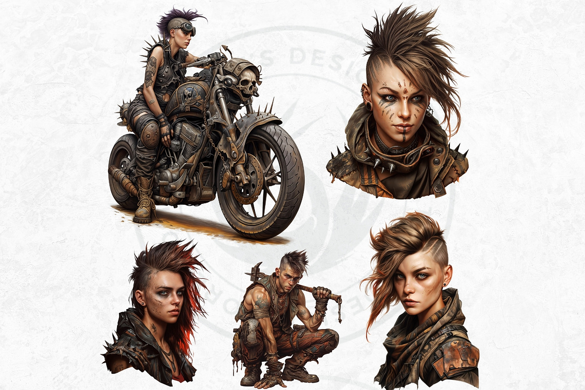 Wasteland Punk Character Clipart Set, a Decorative Illustration by ThatsDesignArt (Photo 4 of 10)