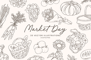 Farmer's Market Vector Illustrations