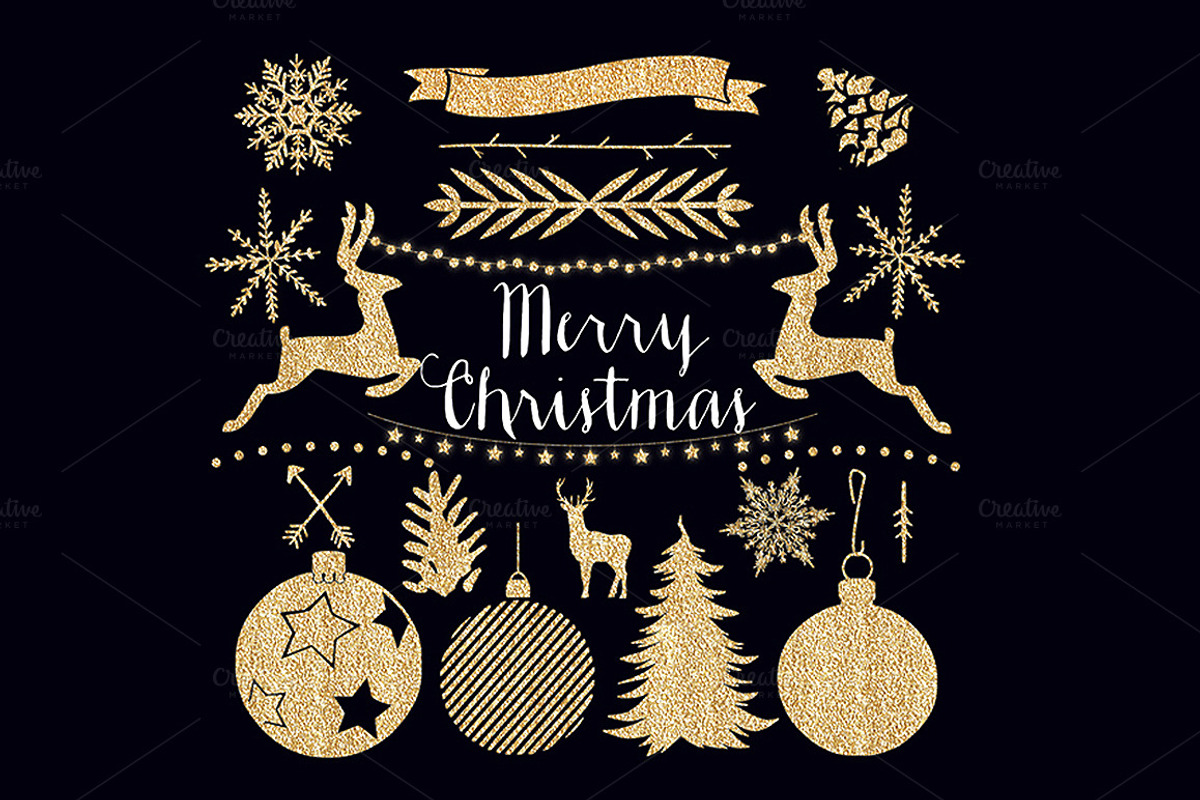 70% OFF - Gold Christmas BUNDLE, an Object Graphic by DigitalCloud (Photo 8 of 10)