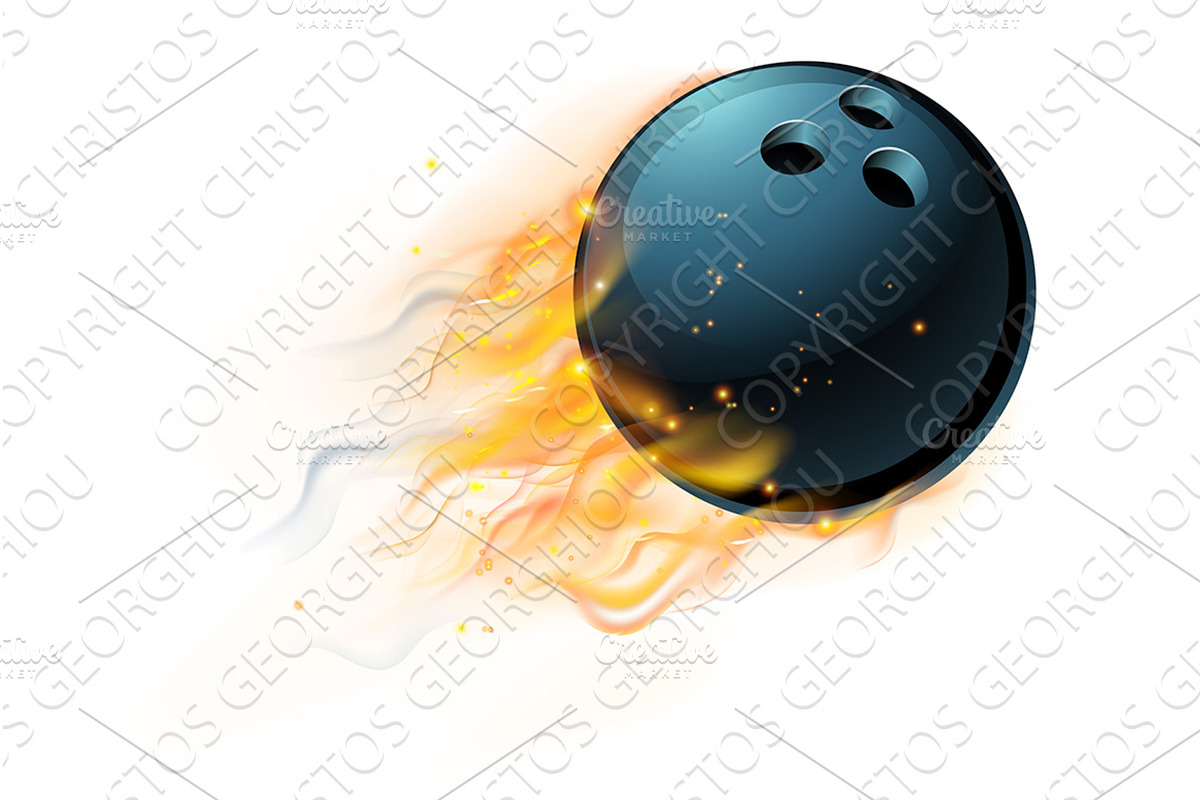 Bowling Ball with Flame or Fire, a Sport Illustration by Christos Georghiou