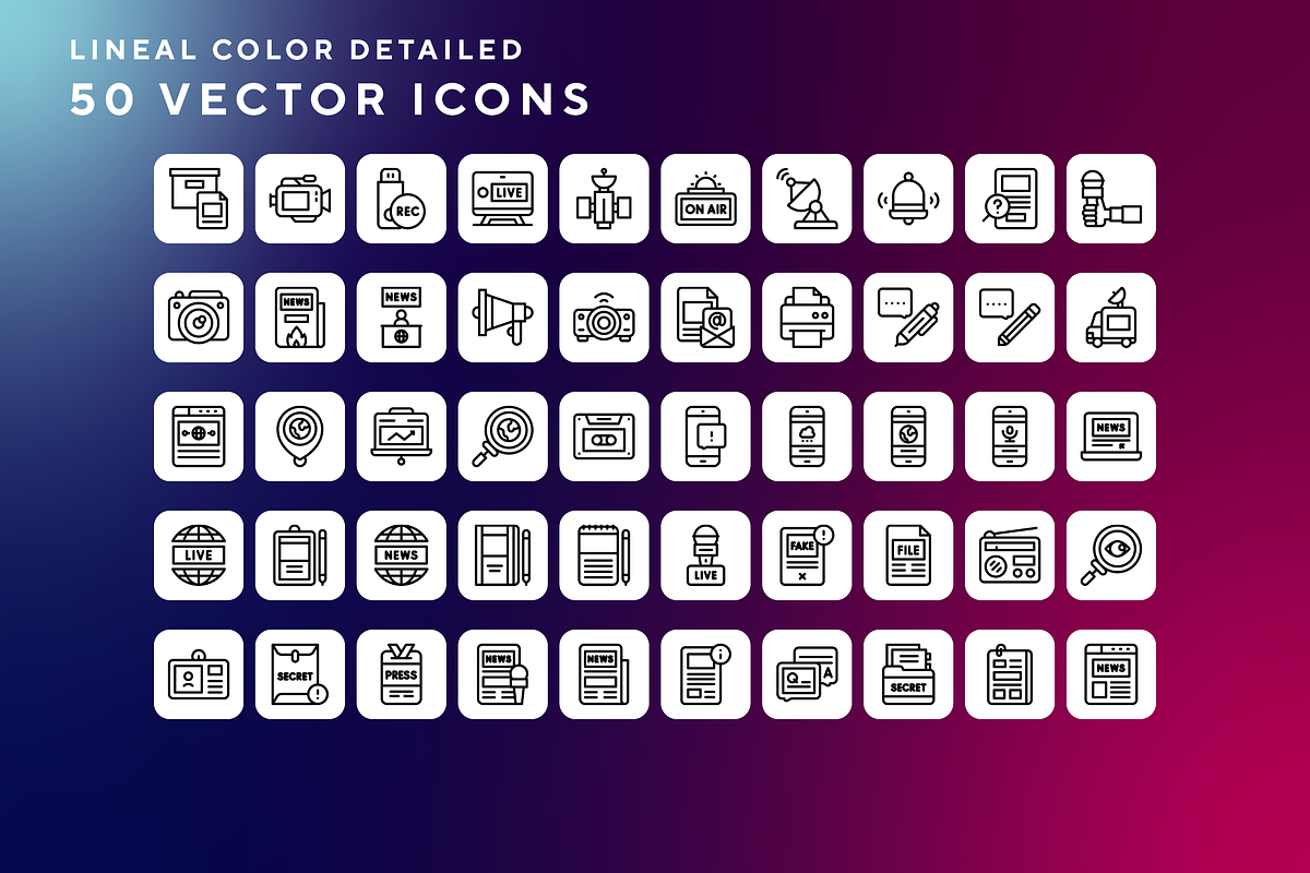 Journalism icons, an Outline Icon by Wencory (Photo 1 of 2)