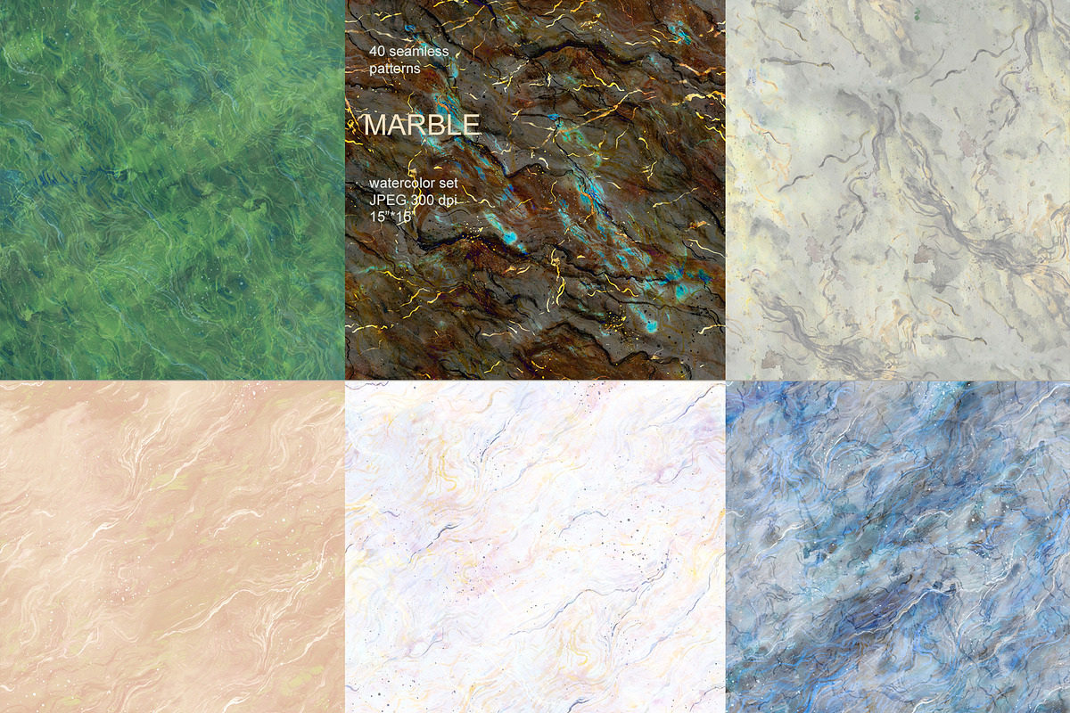 40 Marble seamless watercolor pack, a Pattern Graphic by PatternsBlooming (Photo 11 of 14)
