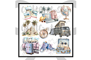 Watercolor Traveler Clipart, an Illustration by CraftCrateShop (Thumbnail 2 of 7)