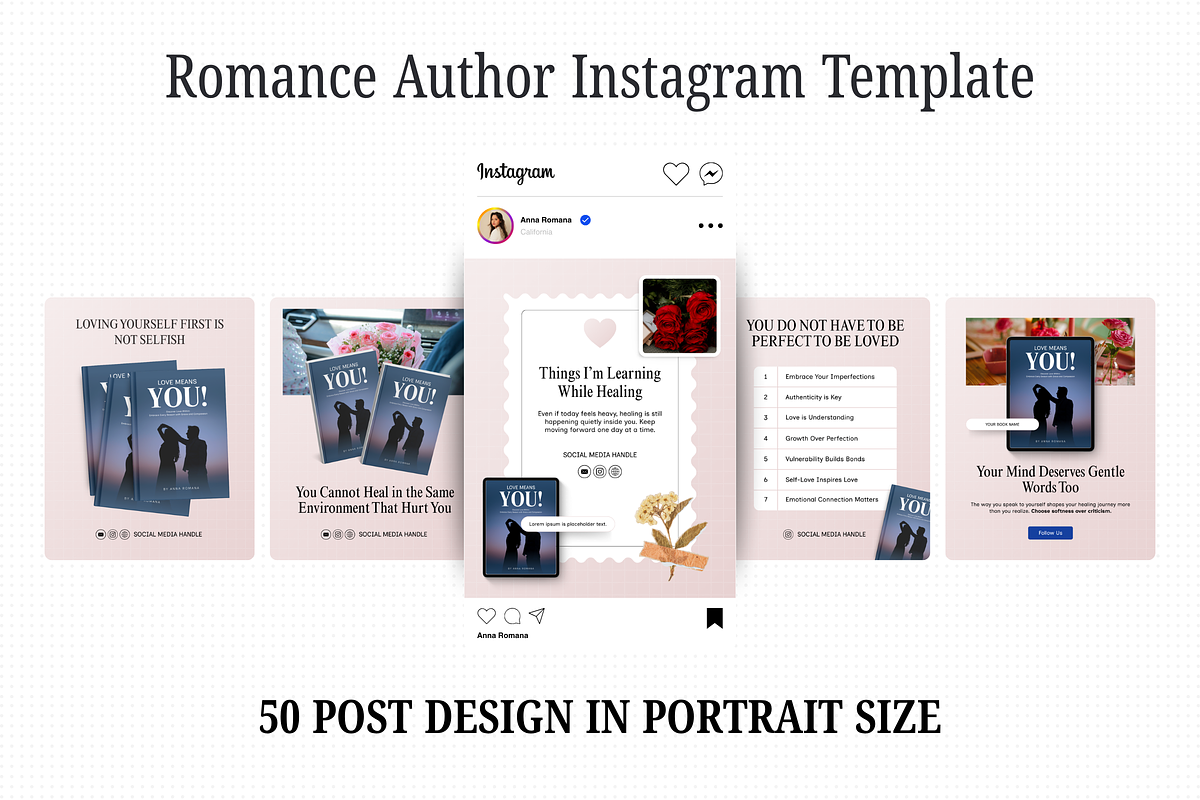 Romance Author Canva Instagram, a Marketing Template by Snapybiz (Photo 3 of 10)