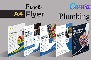 Plumbing Flyer | Canva | 5 Flyers, a Flyer Template by Mohammad Sarfaraz