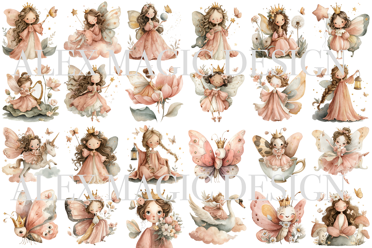44 Butterfly Princess Clipart, an Illustration by Pati Charm Studio (Photo 2 of 9)