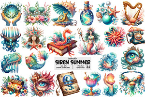 Siren Summer Clipart, an Illustration by Pixels.Craft