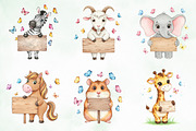 Watercolor Animal Holding A Sign Png, an Illustration by Creative Art (Thumbnail 3 of 10)