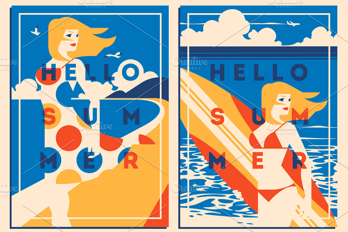 8 Summer Posters & Badges #2, a Decorative Illustration by Alexander Baidin (Photo 2 of 6)