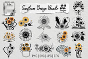 Sunflower SVG PNG Design Bundle, an Illustration by Actual Pixel (Thumbnail 1 of 30)