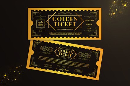 Art Deco Golden Ticket, a Card Template by Aarley Kaiven