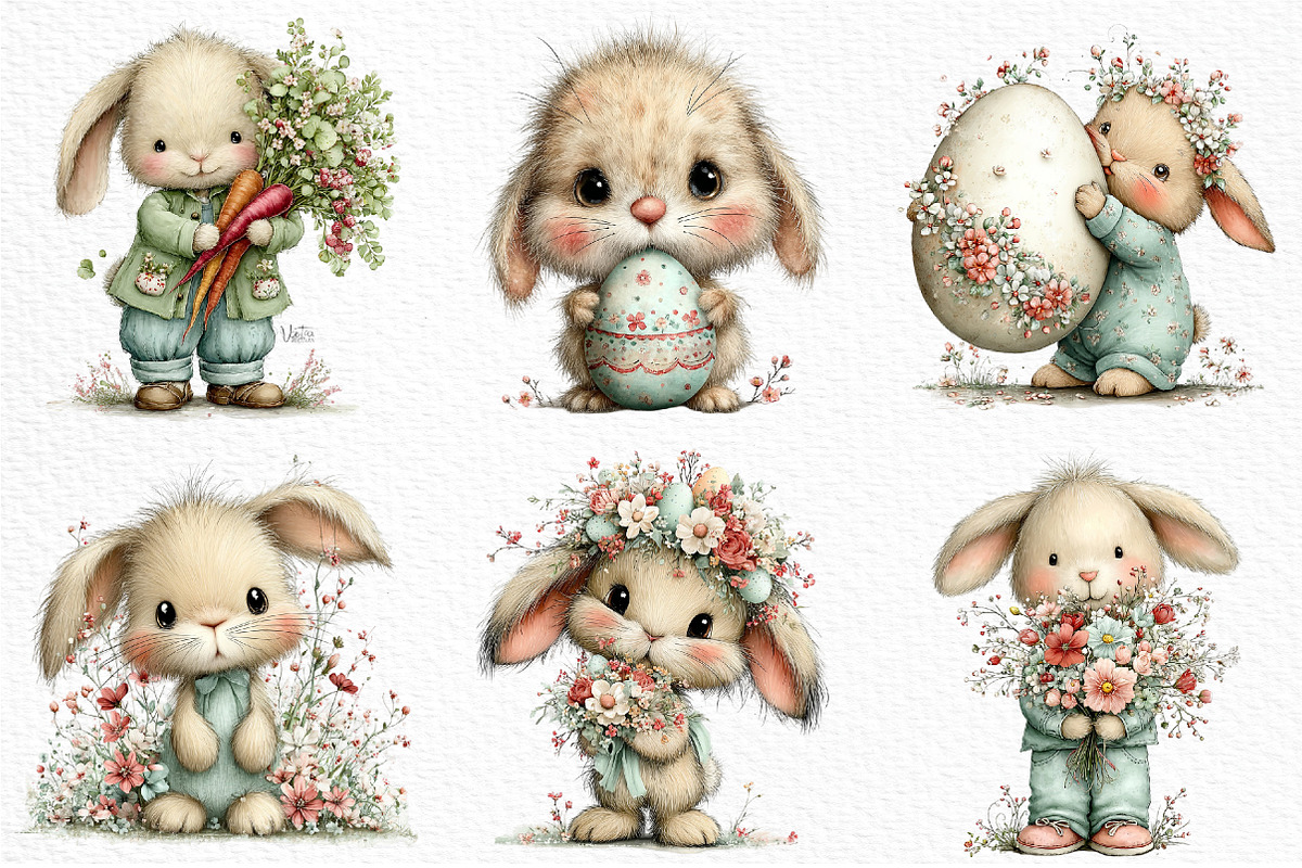Whimsical Easter Animals Clipart PNG, an Illustration by Craft Nest (Photo 3 of 11)