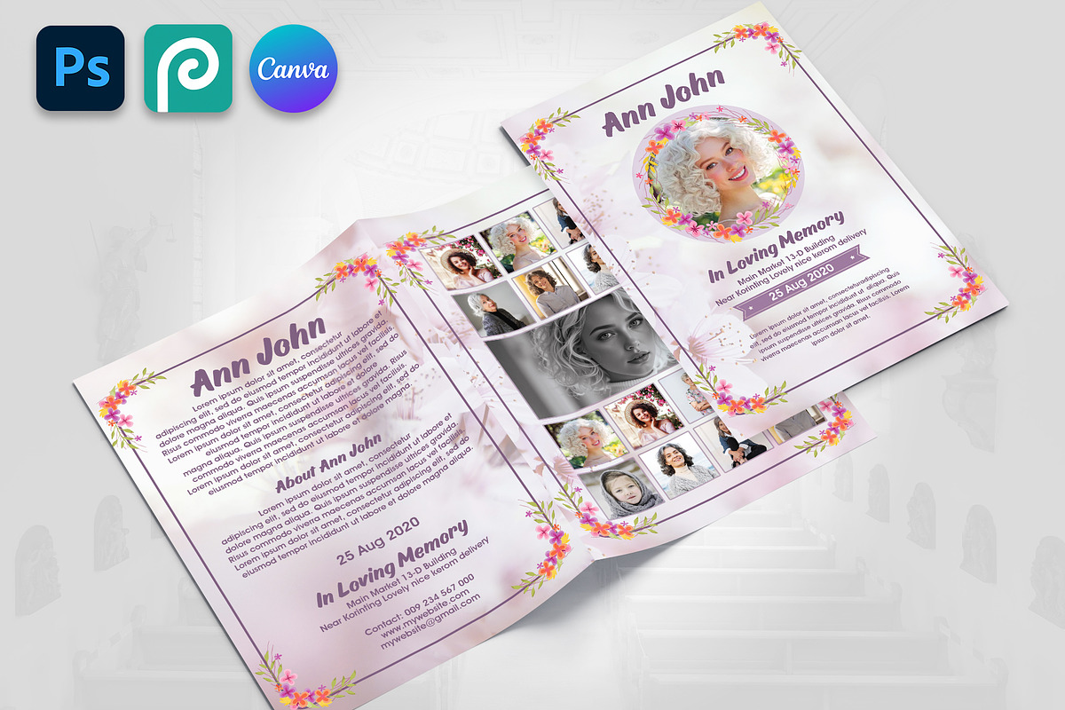 Funeral Program Bifold Brochure, a Brochure Template by Psd Templates (Photo 1 of 3)