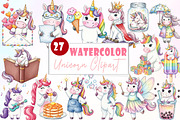 Unicorn Watercolor Clipart, an Illustration by Watercolor design (Thumbnail 1 of 6)