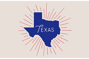 USA, Texas state. Texas map, an Illustration by Foxys Graphic
