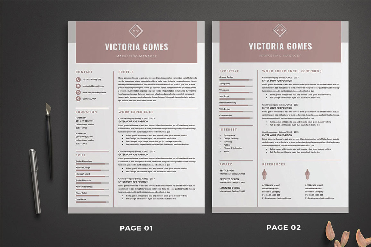 Resume/CV | Victoria, a Resume Template by Symie Design (Photo 2 of 7)