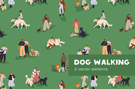 People walking dogs seamless pattern, a Pattern Graphic by Good Studio