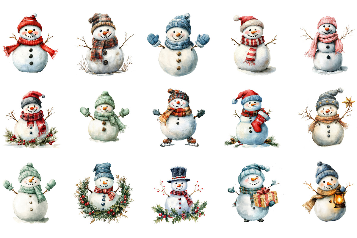Snowman Winter Clipart, an Illustration by Designking (Photo 2 of 5)