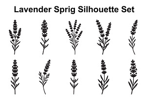 Lavender Botanical Silhouette Set