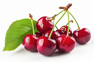 Fresh cherries isolated on white background, a Food & Drink Photo by AlyaAnd