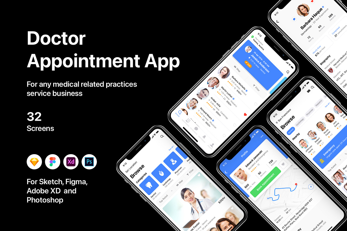 Doctor Appointment App, an UI Kit Template by flr.24 (Photo 1 of 2)