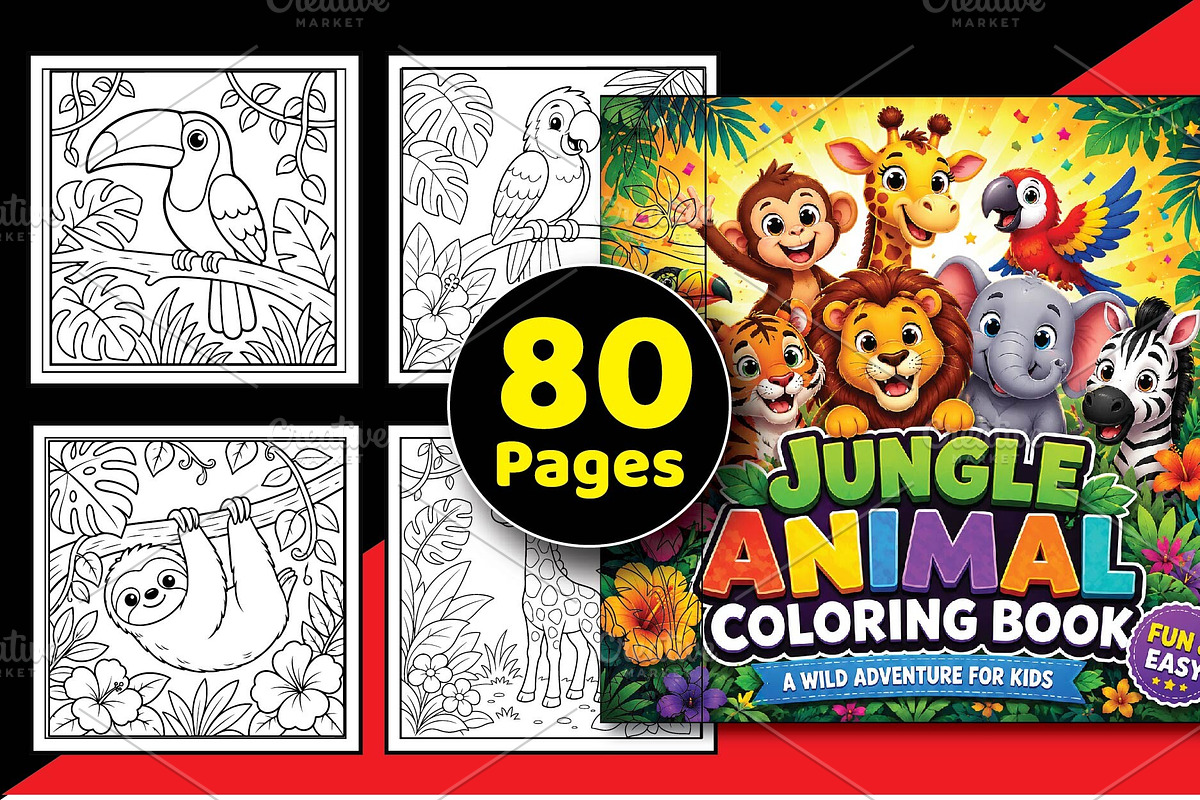 Jungle Animal Coloring Book for Kids, an Animal Illustration by Akrinity Digital (Photo 1 of 6)