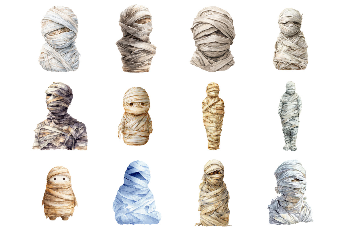 Minimalist Halloween Mummy Clipaart, a Graphic by CitraGraphics (Photo 2 of 4)