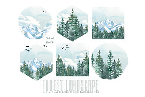 Forest Landscape Watercolor Clipart