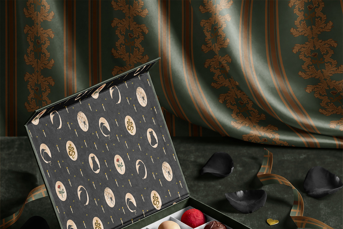 Emerald Gothic Halloween Pattern Set, a Pattern Graphic by Oksana Dovhopol Art (Photo 6 of 10)