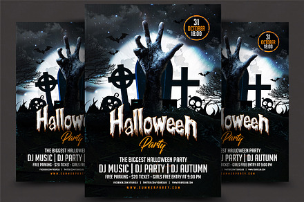 Halloween Party Flyer, a Flyer Template by AfzaalGraphics