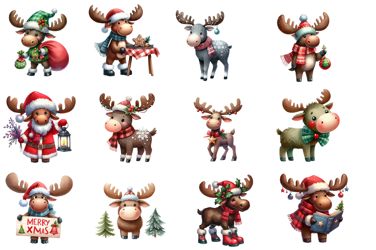 Cute Christmas Moose Sublimation, an Illustration by Designworld (Photo 2 of 5)