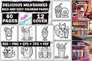 Delicious Milkshakes Coloring Pages, an Illustration by LightExpress (Thumbnail 1 of 5)