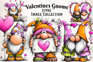 Quirky Valentines Gnome Clipart, an Illustration by Dream Creation