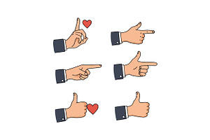 Hands gesturing love and direction i, an Illustration by designvectx