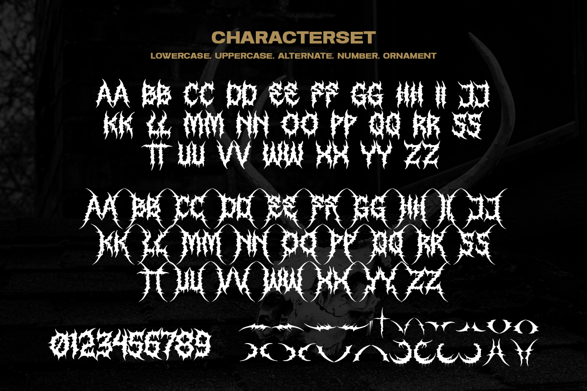 Crucial Noise Death Metal Font, a Blackletter Font by Ronny Studio (Photo 7 of 9)