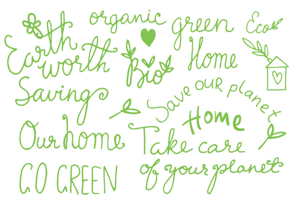 Set of eco friendly doodles preview 7