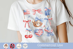 Coquette 4th Of July Bear PNG