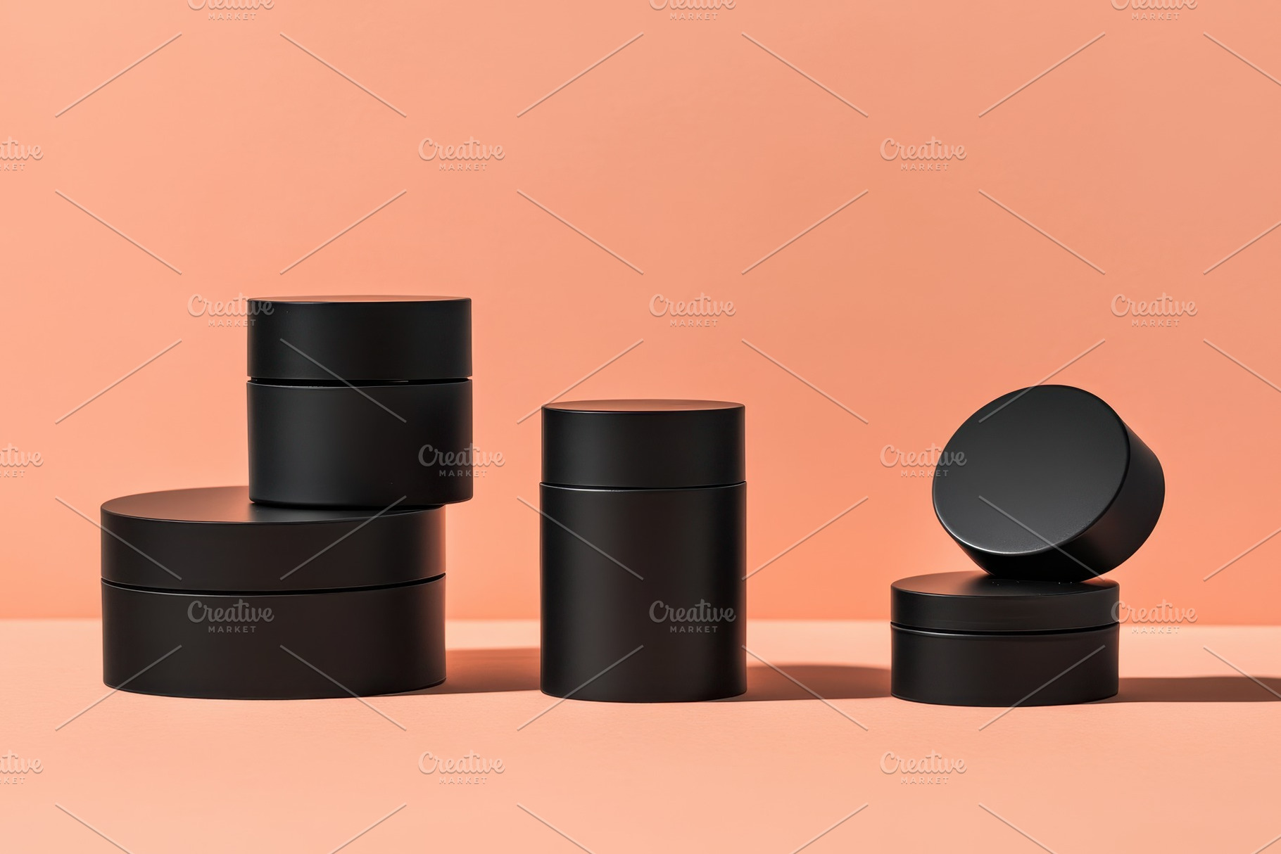 Stylish black cosmetic containers, a Photo by Pavel_design